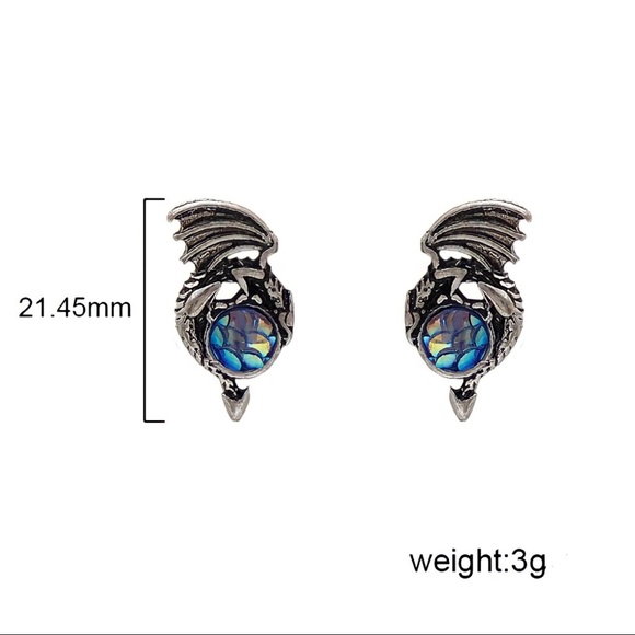 Any 2/$20! Antiqued Silver Dragons & Iridescent Mermaid Scale Stud Earrings - Picture 5 of 7